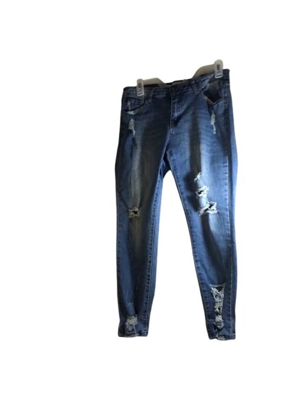GoGo Jeans Womens Destroyed Stretch Skinny Jeans Blue Light Wash Size 11